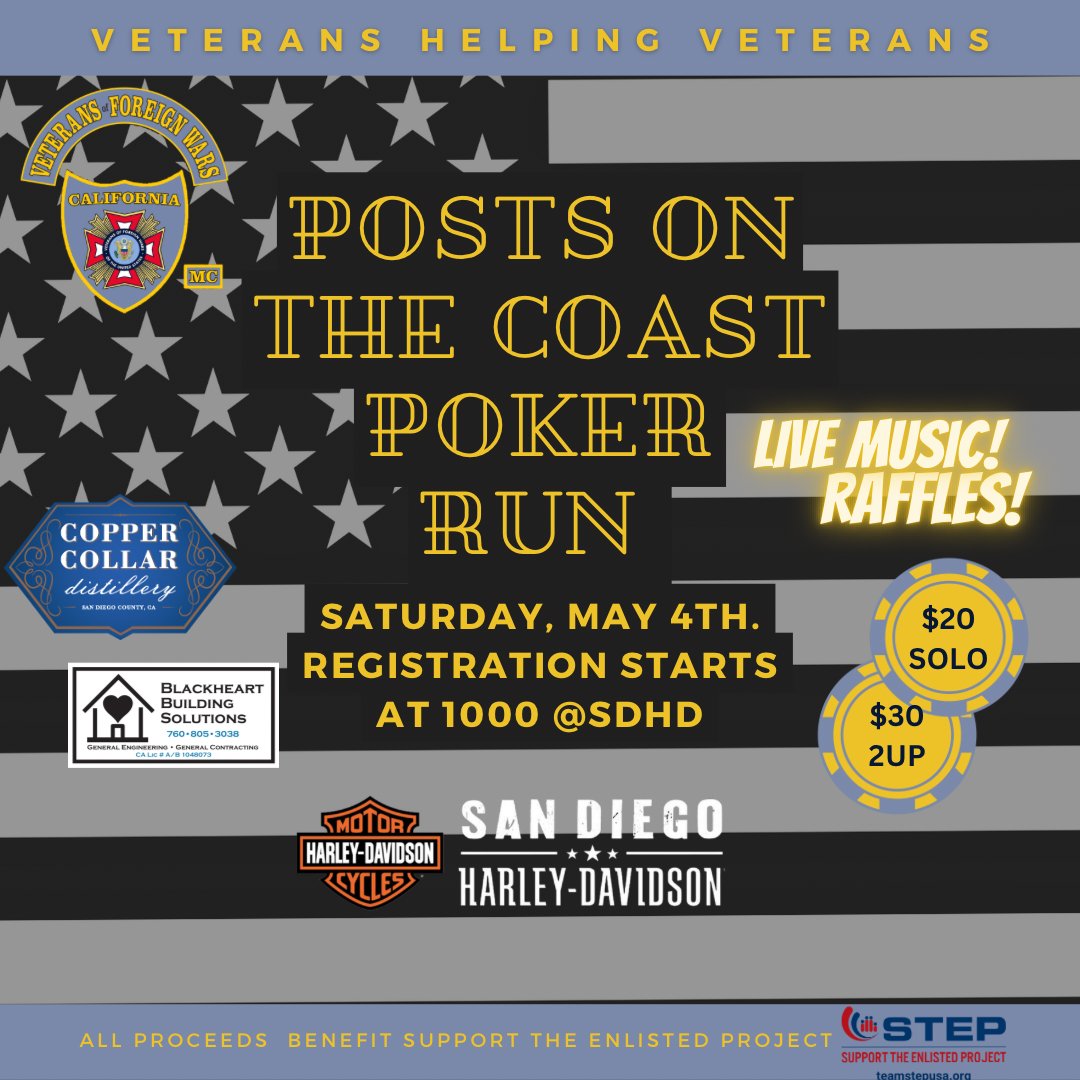 Thank you VFWMC for all that you do for STEP!

Join the poker run that benefits our organization on May 4th to support military and Veteran families. Cant wait to see you there!

#stepexperian