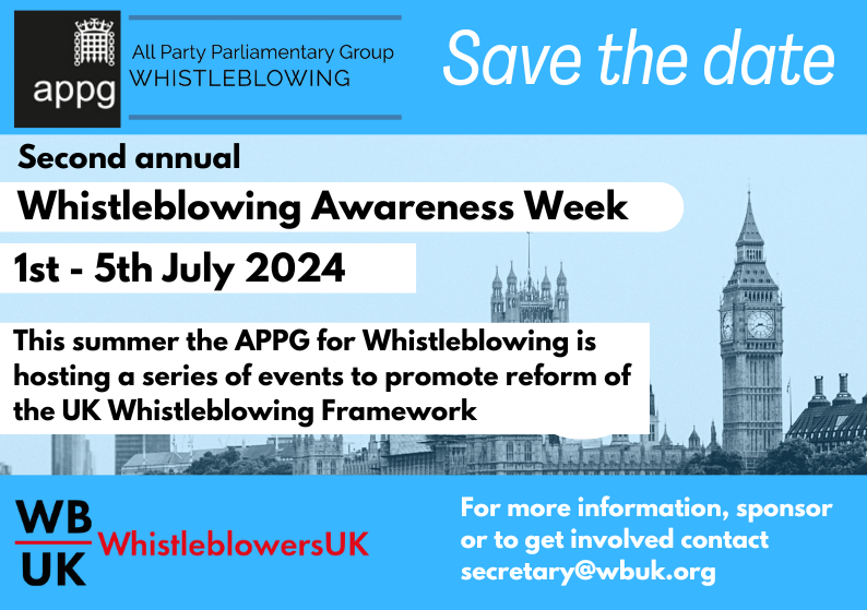We are delighted to be putting together another exciting and thought provoking programme in our role as secretariat to the @Awhistleblowing The full programme will be published shortly along with details of who will be speaking