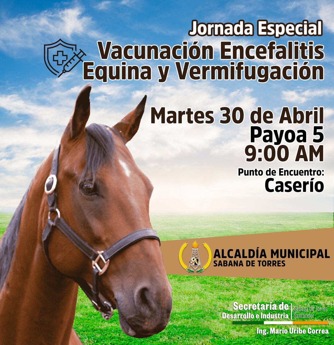 📣Continuamos trabajando por el bienestar animal🐴

✅Este martes 30 de abril realizaremos jornada especial de vacunación encefalitis equina y vermifugación con comunidad de Payoa 5.
👍🏼#SeguimosTrabajando