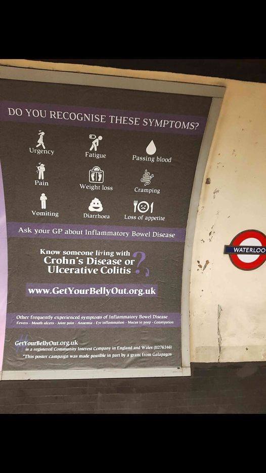 💜 We're on a mission to raise awareness of Inflammatory Bowel Disease ( #Crohns Disease/Ulcerative #Colitis) by putting posters up😍 🤔Think washrooms at work / Uni / GP office etc. Claim your FREE posters today because you never know who you might help> bit.ly/403BL6g