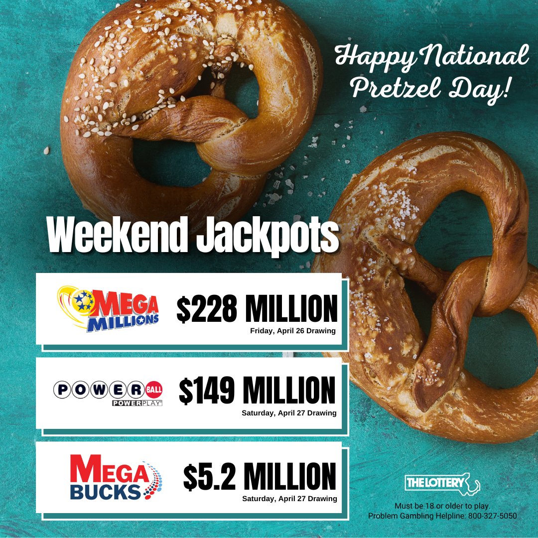 Do “knot” forget to pick up your weekend jackpot tickets 🥨 #MegaMillions #Powerball #MegaBucks

#MassLottery
#Jackpots
#NationalPretzelDay