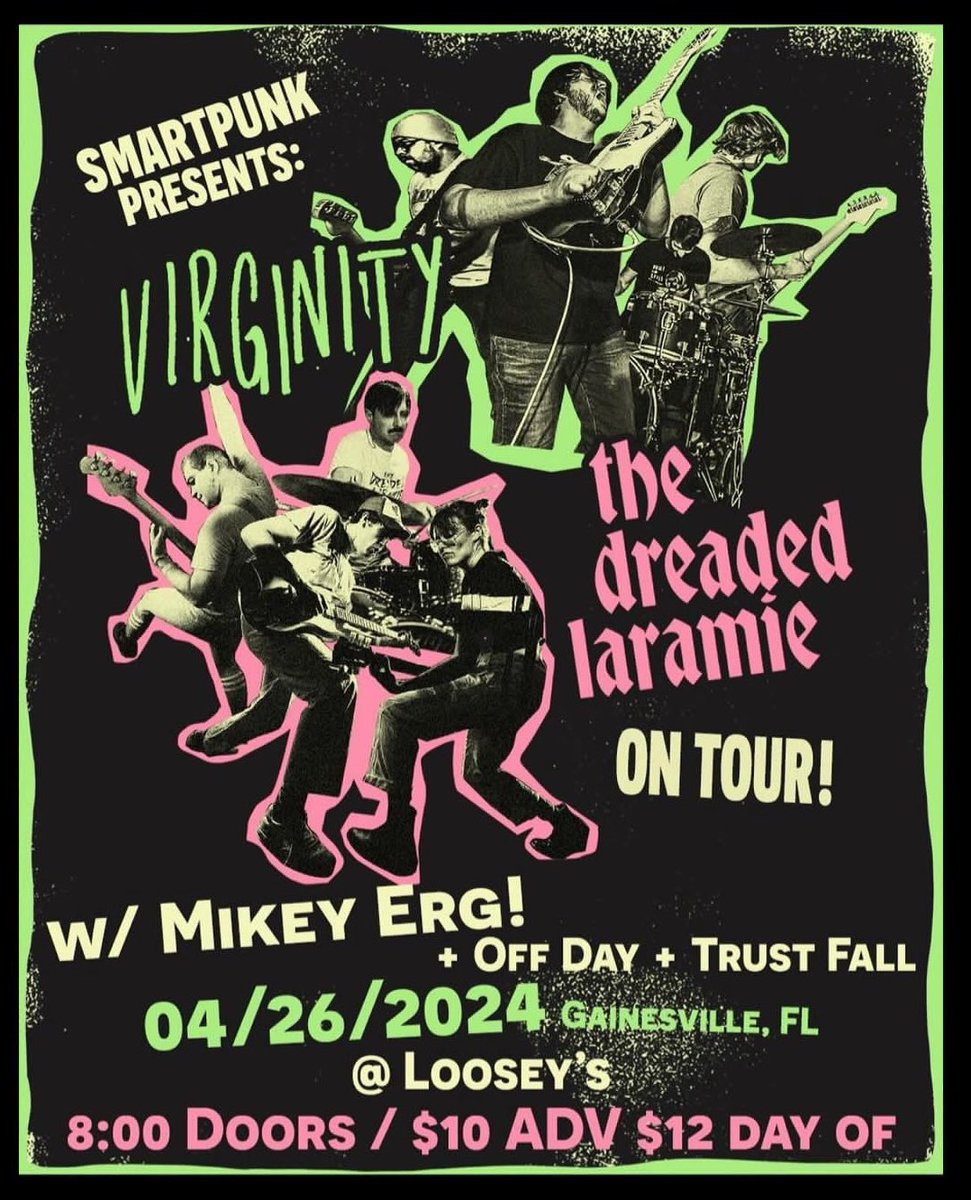 Gainesville tonight! w/ @VirginityIsRad 
<a href="/Mikeyerg/">Mike Yannich</a> 
<a href="/offdayband/">off day</a> 
Trustfall