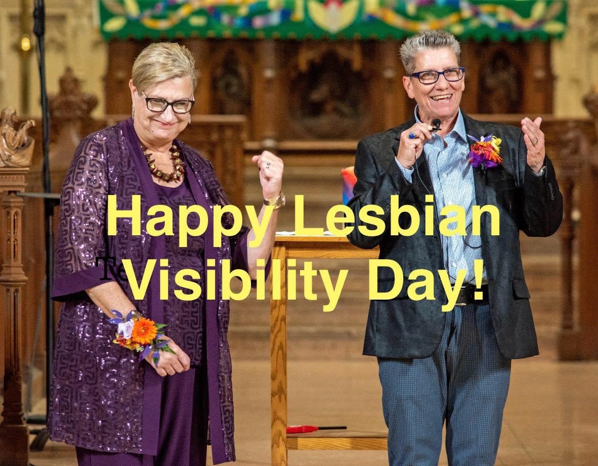 Have a great day from these two highly visible lesbians in #HamOnt! #lesbianvisibilityday #lgbtq #dyke #lipsticklesbian