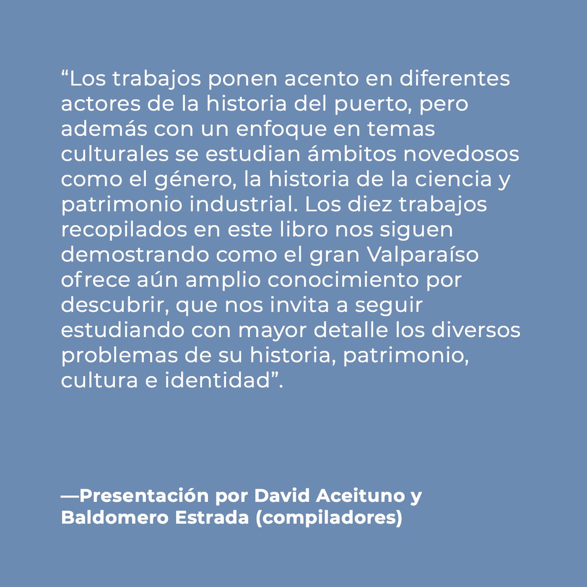 EdicionesPucv's tweet photo. Novedad EUV

"Historia, Personajes y Cultura".

David Aceituno
Baldomero Estrada

https://t.co/dg9gS4vTI3 https://t.co/g68lbPmYPr