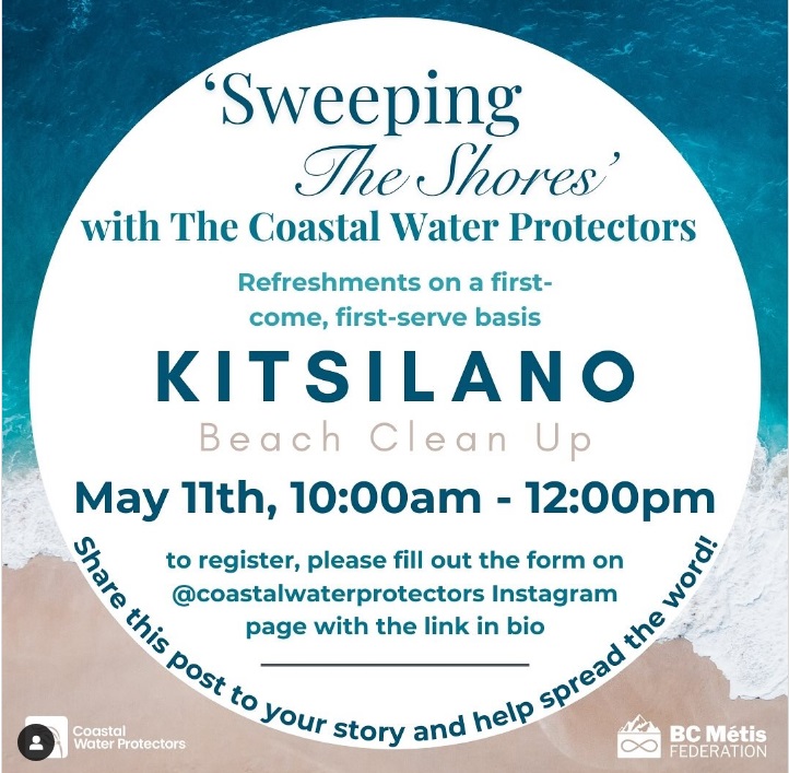 Sign up for Coastal water protectors “Sweeping The Shores” event at Kitsilano Beach on May 11 from 10am-12pm! To register click here: forms.office.com/Pages/Response…