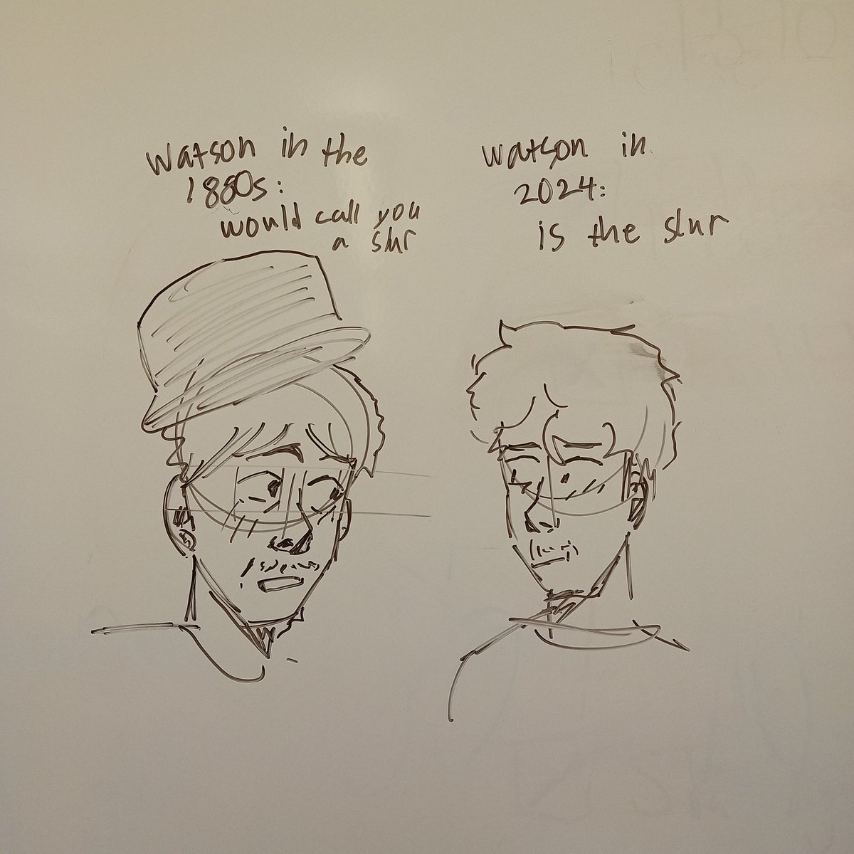 Blip blop. That's my current vocal stim. Anyways. I furiously scribbled this on the whiteboard in a random classroom and then left. #sherlockandco #sherlockholmes