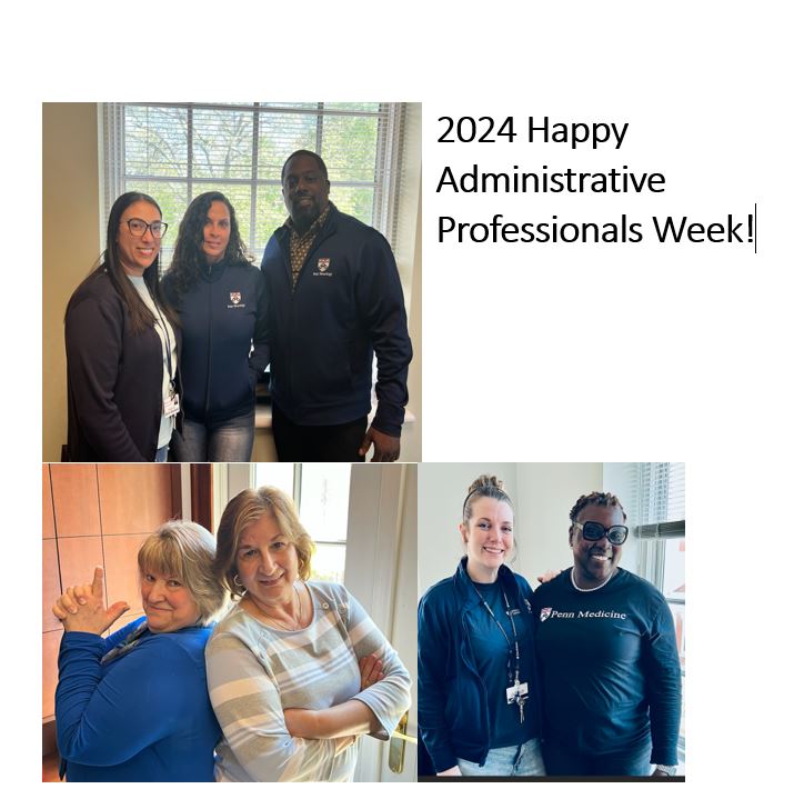 “In honor of Administrative Professionals’ Week, we’d like to give a shout out to our admin team at our Pennsylvania Hospital location!  Without their hard work and dedication to our patients and providers, our department wouldn’t be able to operate at such a high level every