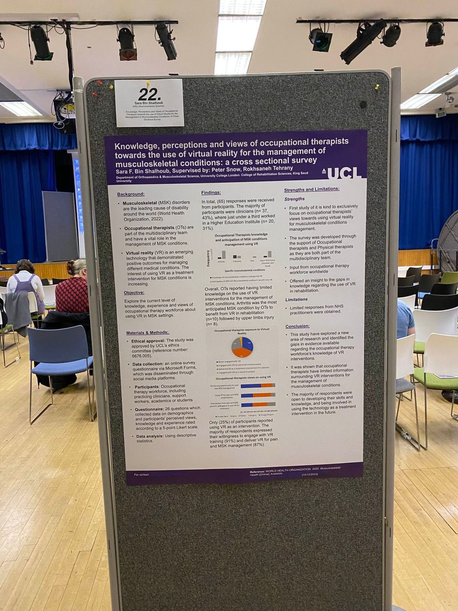 حصلت عضو هيئة التدريس بقسم علوم التأهيل الصحي سارا بن فهد بن شلهوب على جائزة العميد السنوية بجامعة كولدج لندن، وذلك على مشاركتها البحثية المتميزة بعنوان : 
"معلومات ووجهات نظر أخصائيي العلاج الوظيفي لاستخدام أجهزة الواقع الافتراضي في علاج حالات الجهاز العضلي الهيكلي"