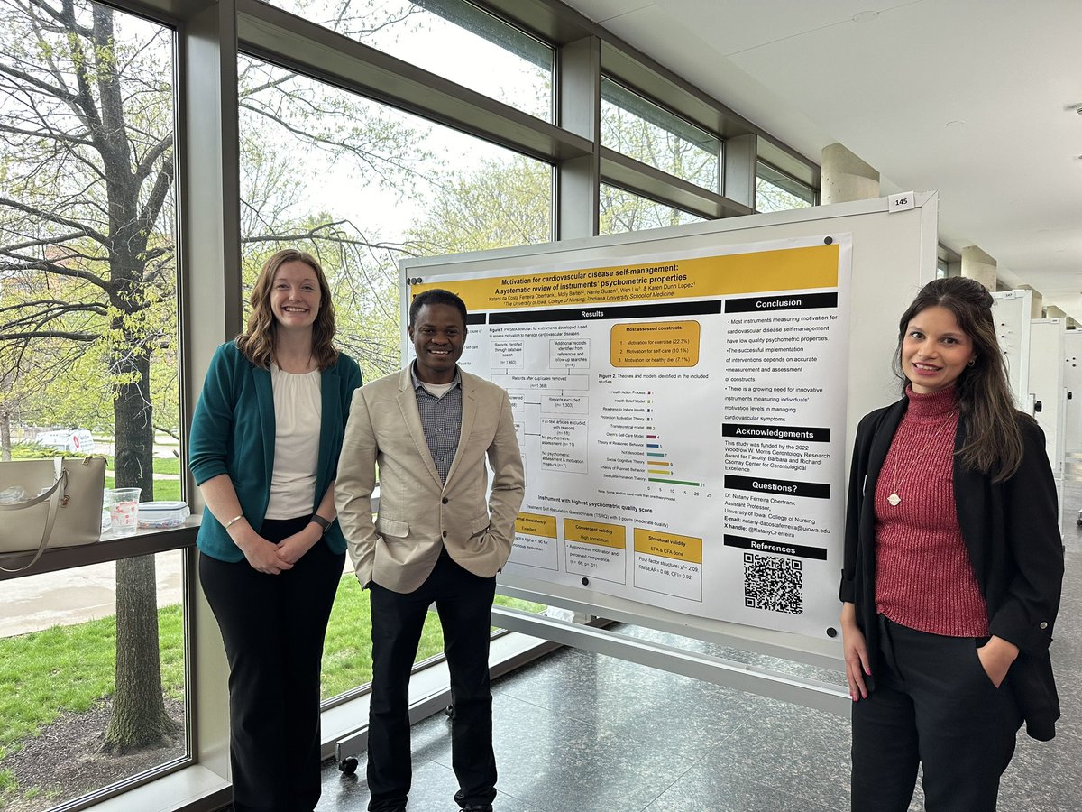 Natany Ferreira Oberfrank, PhD, RN (@natanycferreira) on Twitter photo Exciting time with my fantastic RA sharing our systematic review of instruments measuring motivation for cardiovascular self management at Health Sciences Research Day!
Fun fact- Molly was our first fellow at the Csomay Summer Fellowship back in 2021.
<a href="/IowaNursing/">UI CollegeofNursing</a> <a href="/IowaCsomay/">Csomay Center for Gerontological Excellence</a> Exciting time with my fantastic RA sharing our systematic review of instruments measuring motivation for cardiovascular self management at Health Sciences Research Day!
Fun fact- Molly was our first fellow at the Csomay Summer Fellowship back in 2021.
<a href="/IowaNursing/">UI CollegeofNursing</a> <a href="/IowaCsomay/">Csomay Center for Gerontological Excellence</a>