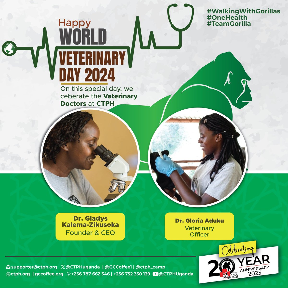 Happy World Veterinary Day. Just like this year's theme states, in our line of work, Veterinarians are Essential Health Workers. We salute you for your endless and tireless efforts in keeping our wildlife healthy through the #OneHealth approach. #WalkingWithGorillas