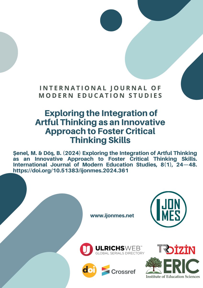 📚 New research alert! Our latest manuscript in the International Journal of Modern Education Studies explores the impact of an eight-week Artful Thinking curriculum on students' critical thinking abilities. The students have shown significant improvement, particularly in…