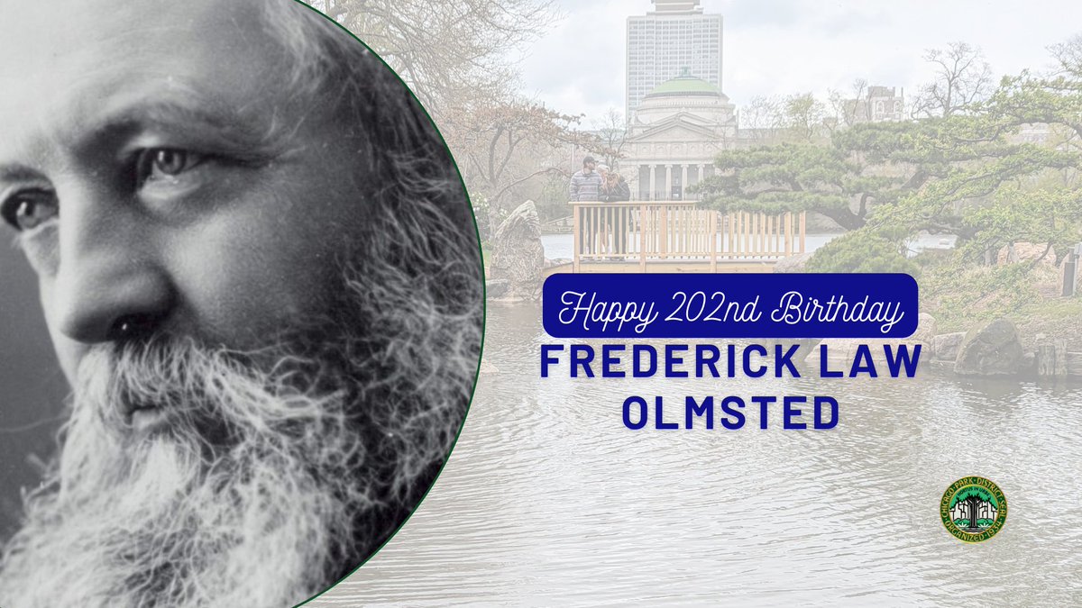 Happy Birthday Olmsted! DYK? Landscape architect Frederick Law Olmsted got his big break in Chicago during the 1893 World’s Columbian Exposition. Olmsted & Daniel Burnham teamed up to design Jackson, Washington & Midway Plaisance Parks. Learn more at chicagoparkdistrict.com/about-us/histo….