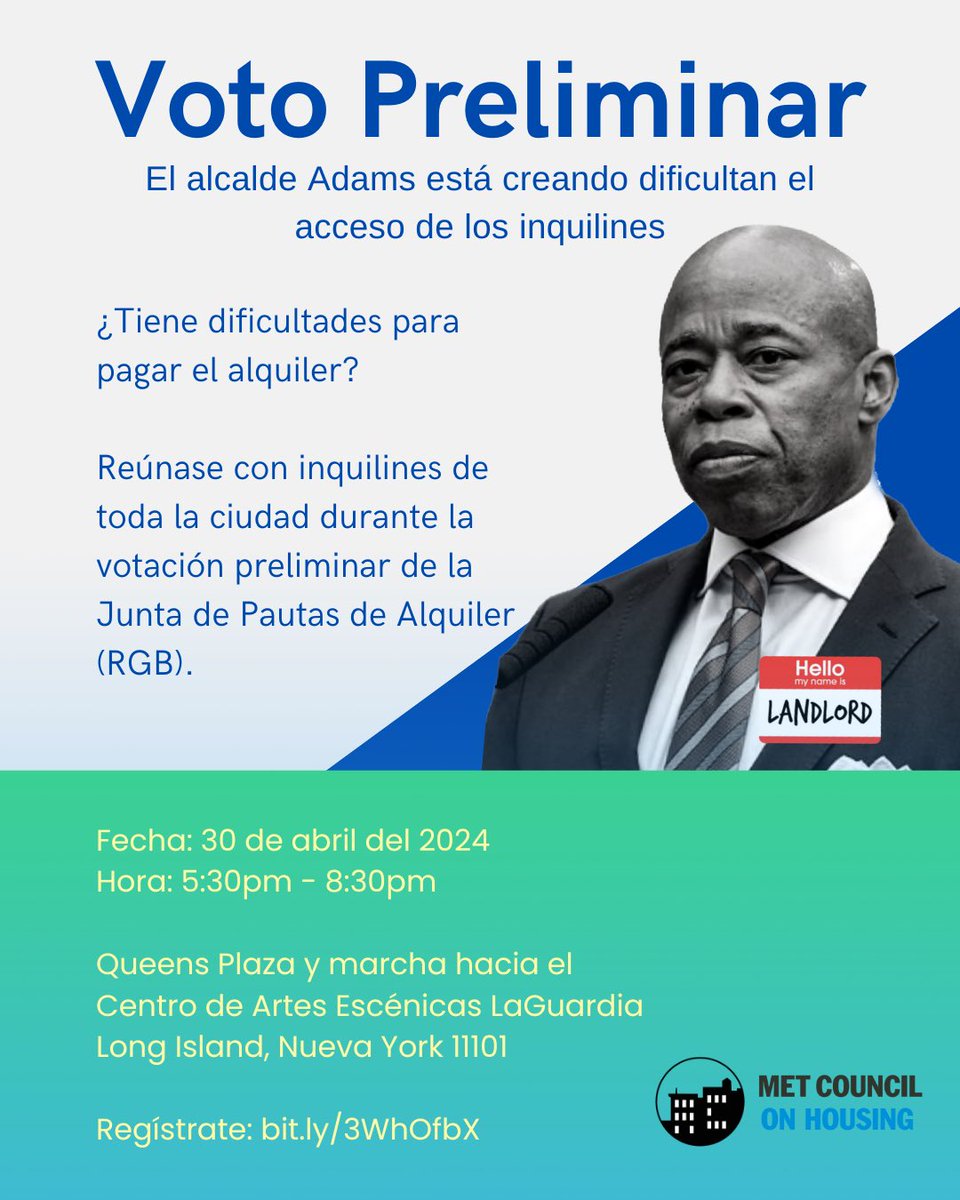 ➡️Join us to demand the RGB Roll Back The Rent ✊🏼✊🏽✊🏾 Date🗓️: Apr 30th Time⏰: 5:30pm 🔗 metcouncilonhousing.nationbuilder.com/preliminary_rg…