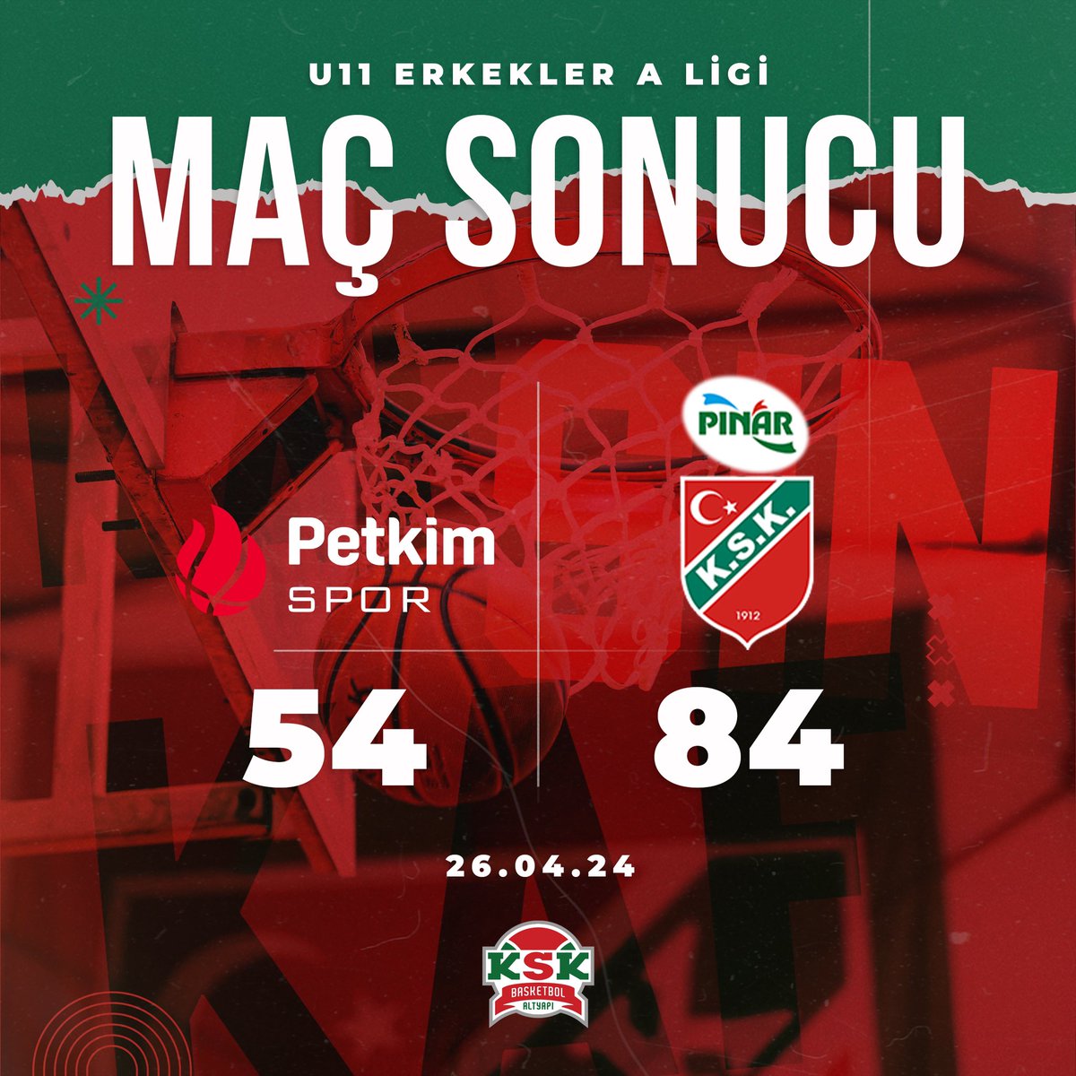 Maç Sonucu💚❤️🧿

𝗨𝟭𝟭 𝗘𝗿𝗸𝗲𝗸𝗹𝗲𝗿 𝗔 𝗟𝗶𝗴𝗶
Petkim Spor Kulübü (A) 54-84 Karşıyaka Spor Kulübü