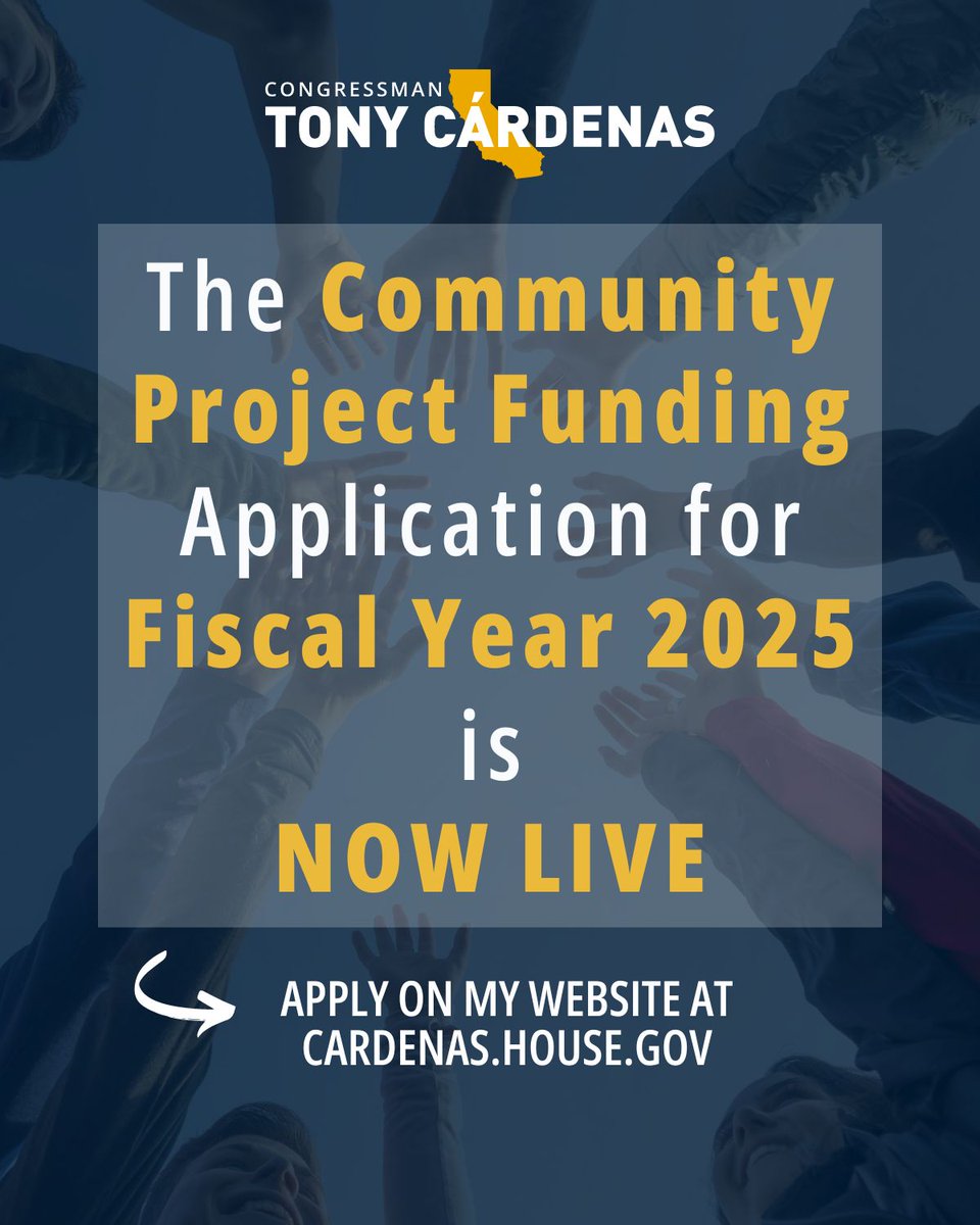 The application for community project funding is NOW LIVE and due on April 28 at 9 PM! For more information on whether you qualify for the criteria, visit my website at cardenas.house.gov