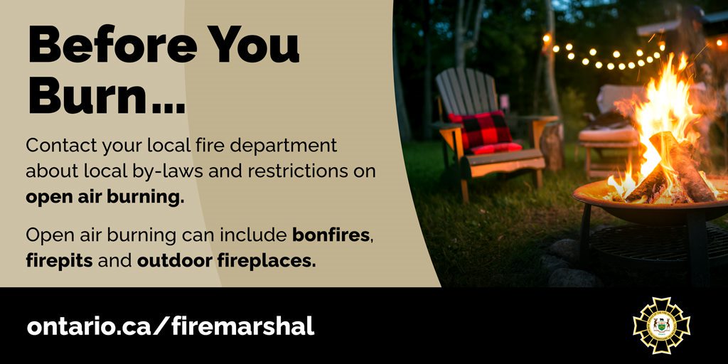It's important to prioritize #FireSafety when enjoying open air burning in your backyard, at a cottage, or at a campground. Leaving the fire unattended can make it difficult to control and can potentially lead to a serious fire.