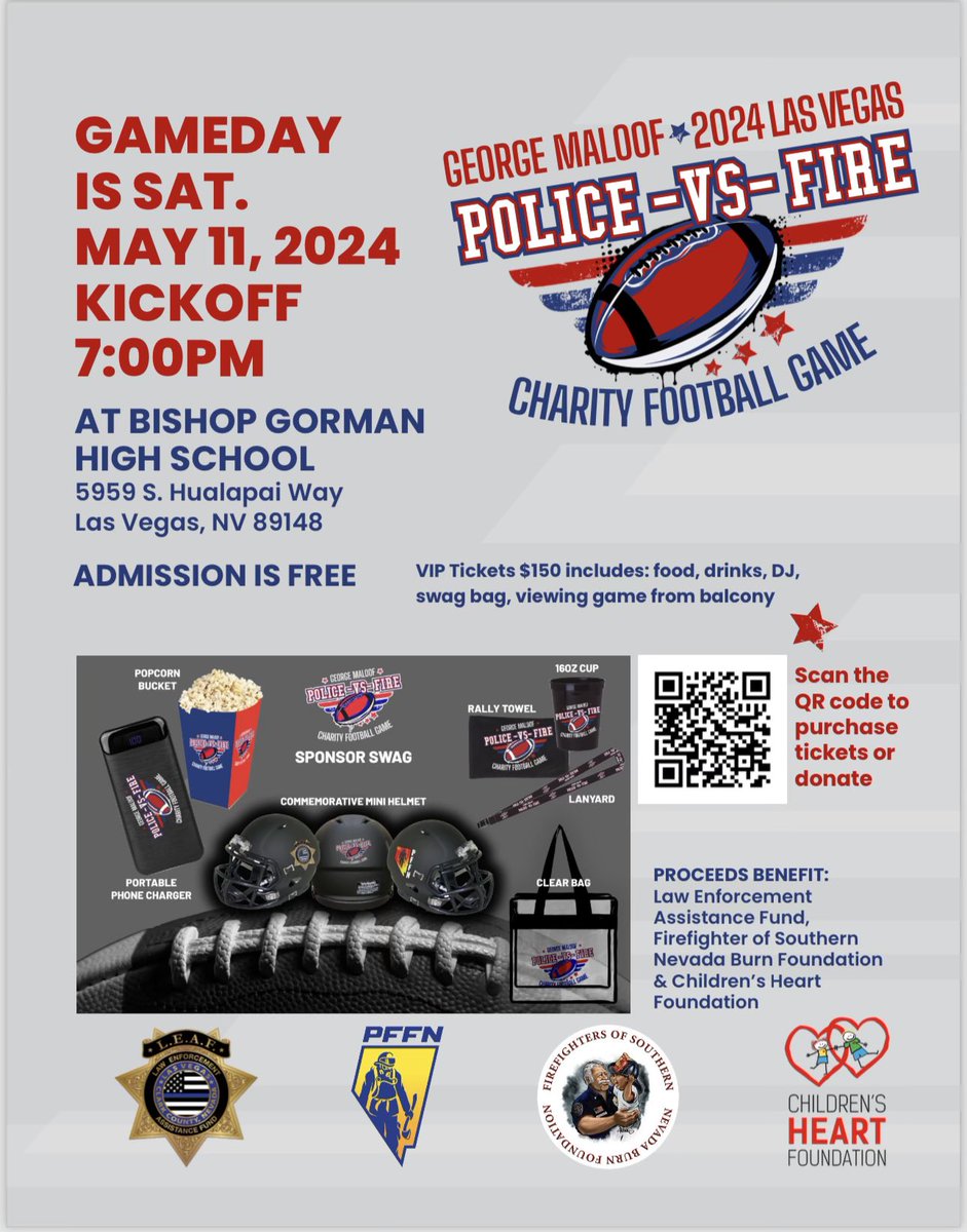 The Police vs Fire Charity Football Game is coming up soon — if you want to support our first responders and their families, make sure to get tickets below.
