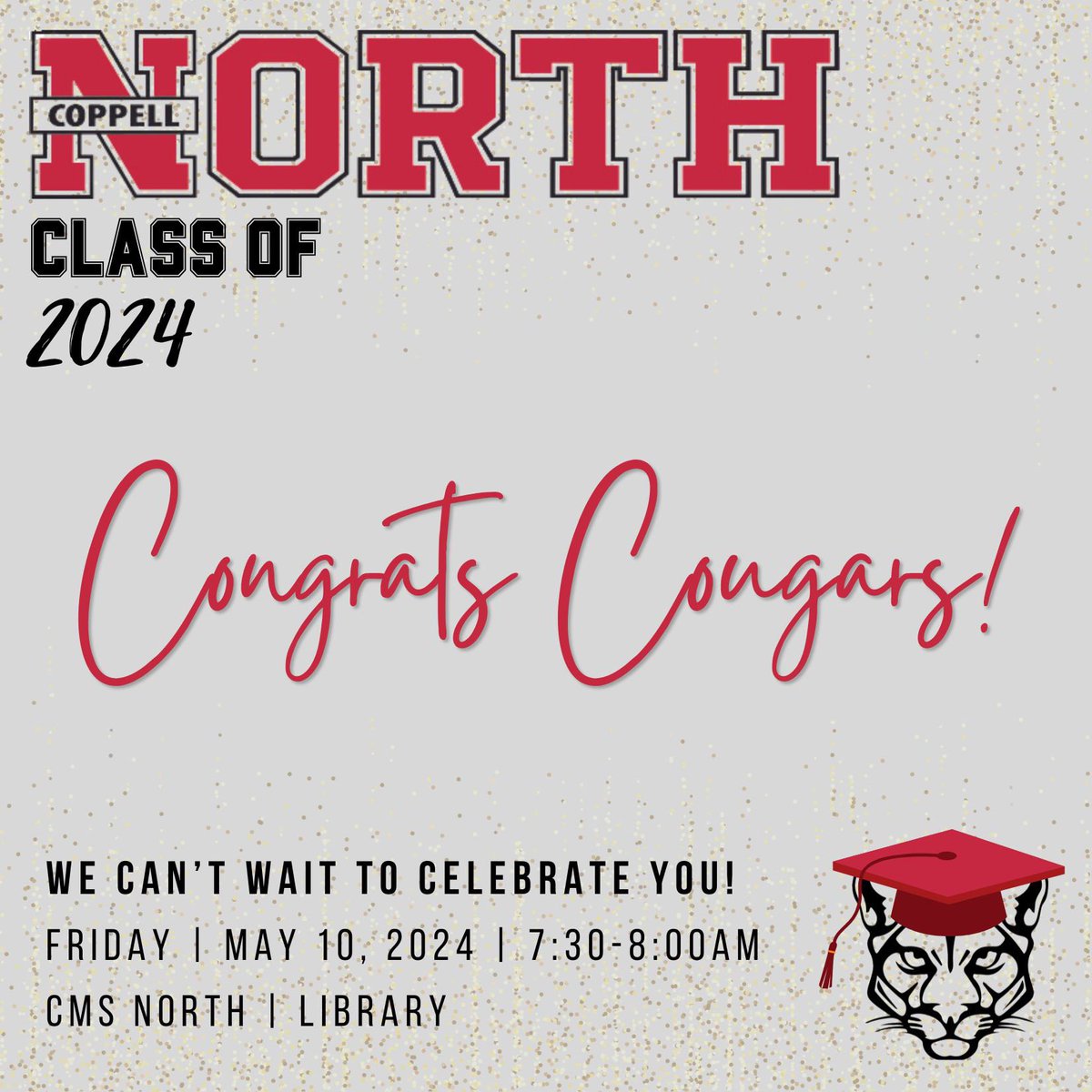 Coppell MS North πΎ (@cmsnorth) on Twitter photo CMS North is so proud of our graduating Seniors at <a href="/CoppellHigh/">π« Coppell High School π</a> and <a href="/NewTechCoppell/">New Tech High @ Coppell</a>. We would love to celebrate with you and your former teachers on Friday, May 10. We hope you can make it! CMS North is so proud of our graduating Seniors at <a href="/CoppellHigh/">π« Coppell High School π</a> and <a href="/NewTechCoppell/">New Tech High @ Coppell</a>. We would love to celebrate with you and your former teachers on Friday, May 10. We hope you can make it!
