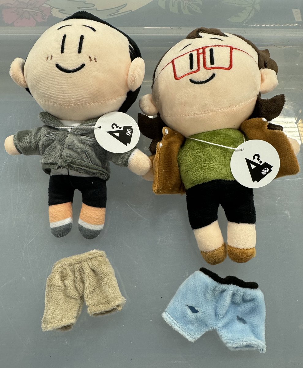 I just discovered that Ryan and Min-Gi’s pants are not sewn onto their plush and are, in fact, removable. I guess I’ll call it a feature. You’re welcome.