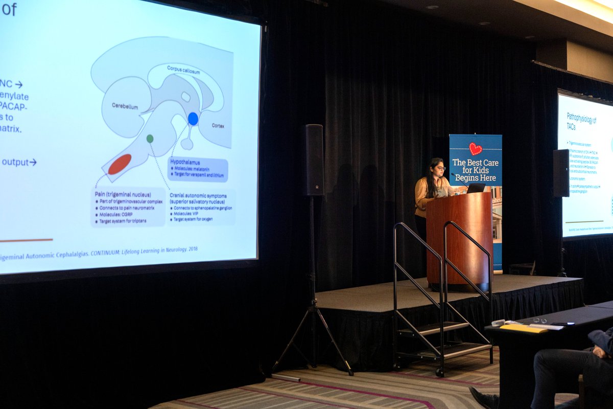 LeBonheurChild's tweet photo. Le Bonheur Neurologist Dr. Ankita Ghosh kicks off our case studies hour by discussing several challenging headache cases. She is focusing her discussion on a group of five primary headache disorders known as Trigeminal Autonomic Cephalalgias (TACS). #LBNS24 https://t.co/pQe5c7lc5a