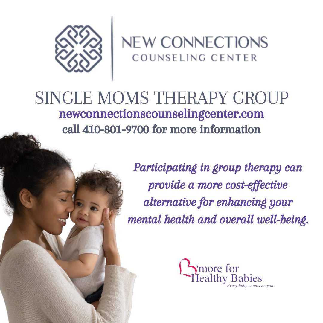 Single moms, recharge and connect! Find your tribe at New Connections Counseling Center, where you can focus on your wellness. Check out NewConnectionsCounselingCenter.com

#BaltimoreHealth #BaltimoreParents #MomTherapy #Singlemoms #bmore4healthybabies