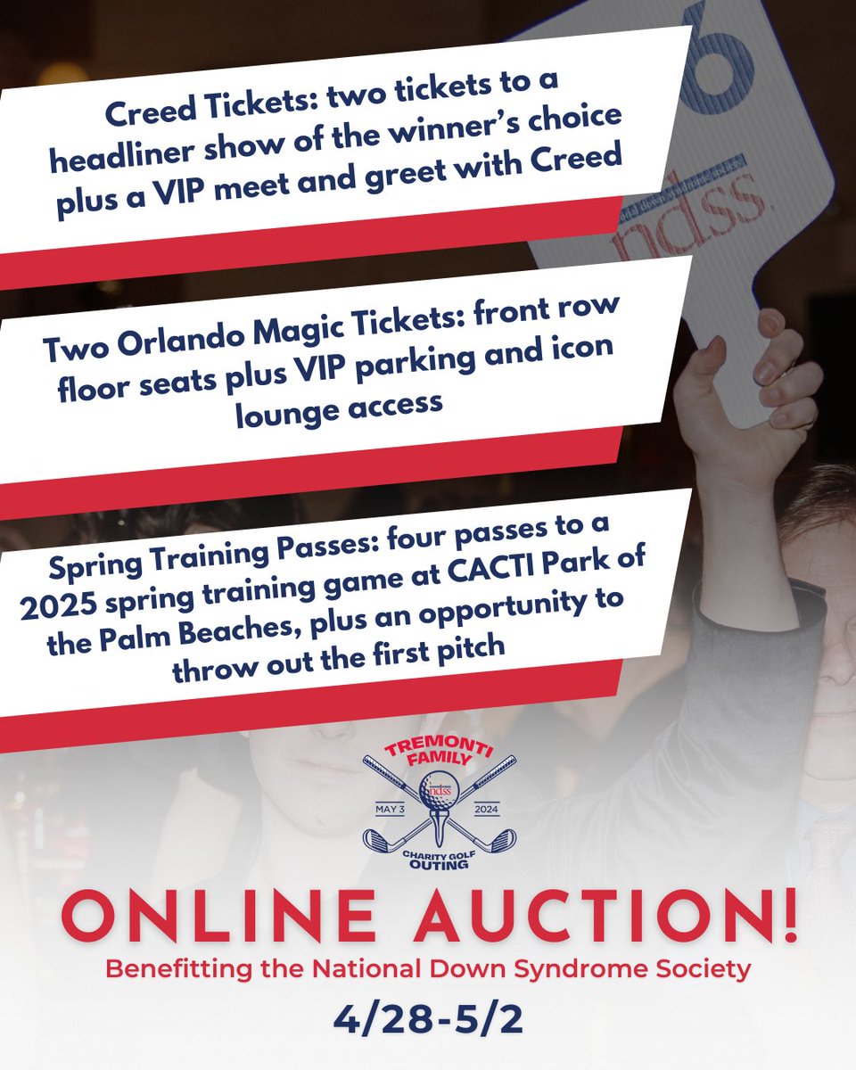 The online auction for the Tremonti Family Charity Golf Outing is LIVE! Today through May 2nd, you can bid on @Creed Tickets, @OrlandoMagic Tickets, 2025 Spring Training passes, and MORE! 🥳 Head over to onecau.se/tremonti-golf-… to place your bids!