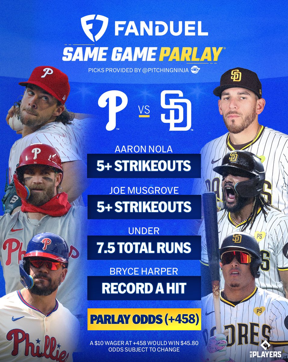 The @Phillies and @Padres go head-to-head on a Friday night. Picks via @PitchingNinja, odds via @FDSportsbook