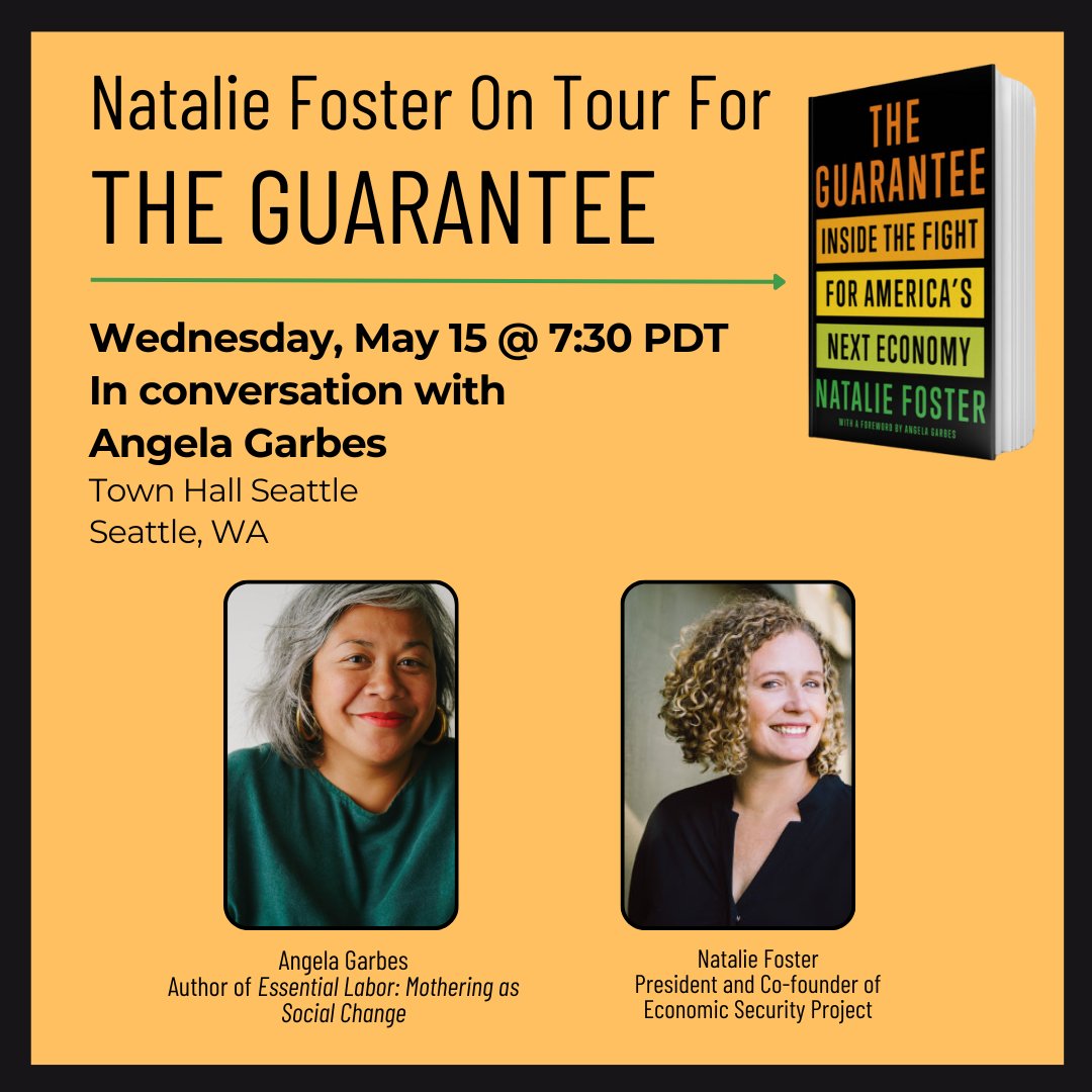 Attention Seattle! I am honored to be in conversation with legendary author Angela Garbes on Wednesday, May 15 at Town Hall Seattle, 7:30 PM. We’ll be discussing The Guarantee and more. Come join us for a lively evening. @agarbes #EconTwitter