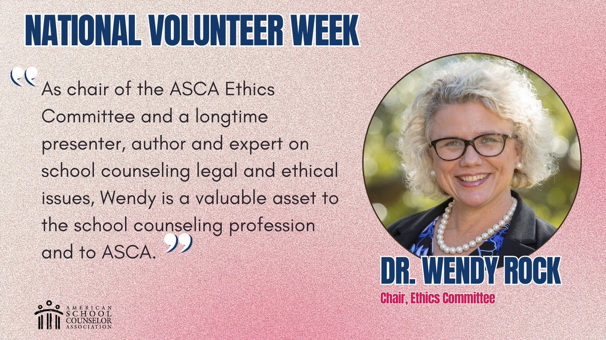 Thank you, Wendy, for all that you do for ASCA! #NationalVolunteerWeek