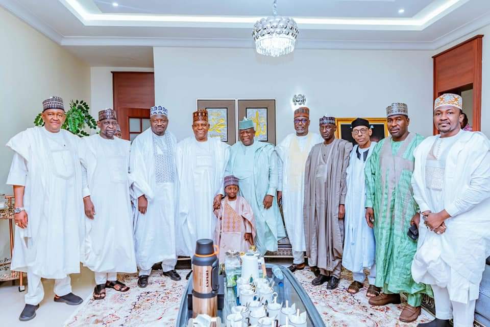 Vice President @officialSKSM attended the wedding fatiha of Hauwa Abubakar Muhammad Dantabawa and Engr. Salim Salisu Musa at the Sultan Bello Jumu'at Mosque in Kaduna today. 

The Vice President attended event along with family and friends of the bride and groom.