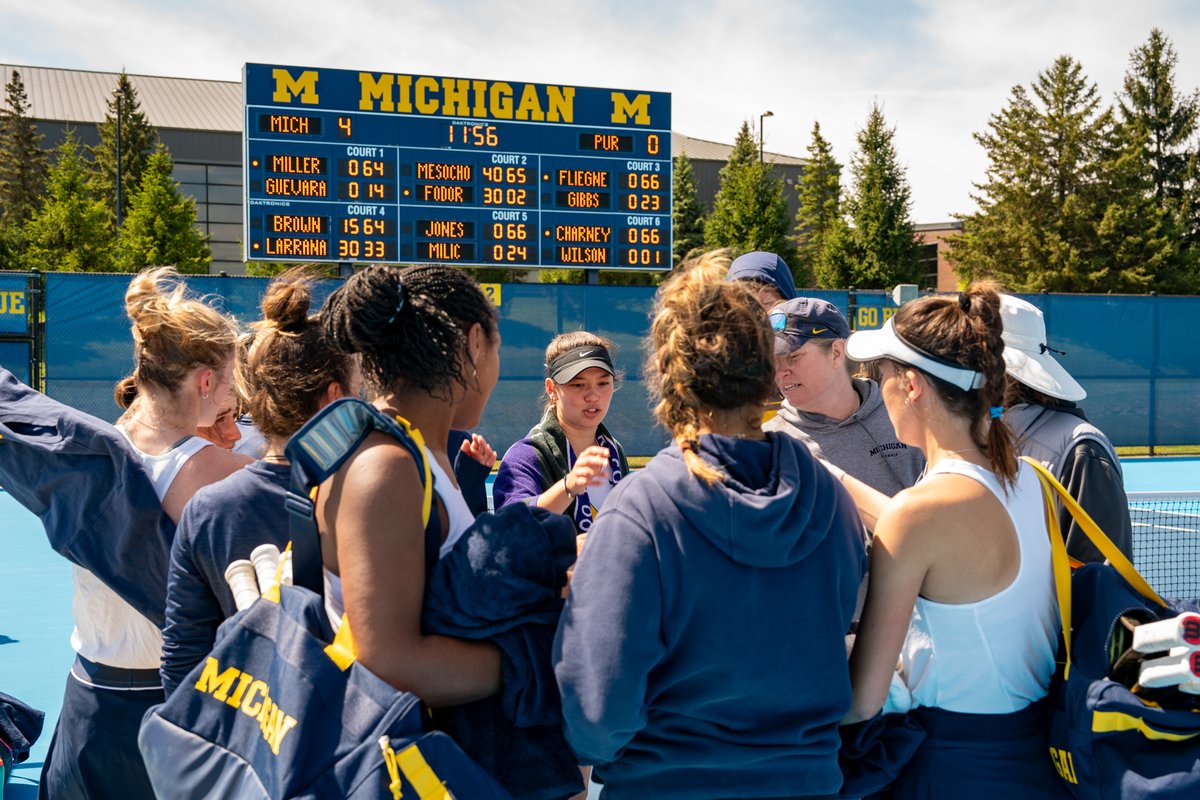 Schedule alert! Tomorrow's semifinal match against Wisconsin will be at 10 a.m. at the Varsity Tennis Center...admission is free! #GoBlue