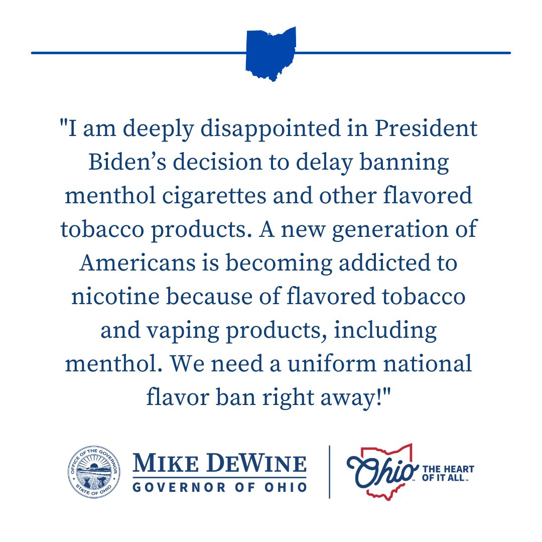 My statement regarding reports that President Joe Biden is delaying a proposed ban on menthol cigarettes.
