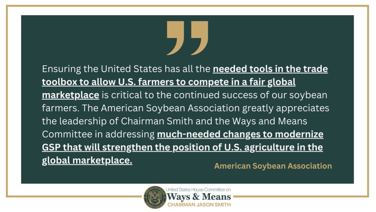 Ways & Means-Passed Trade Bills Will Help U.S. Farmers Compete Globally, Counter China, and Protect American Workers >> ow.ly/U12W50RpzjJ #AgPolicy