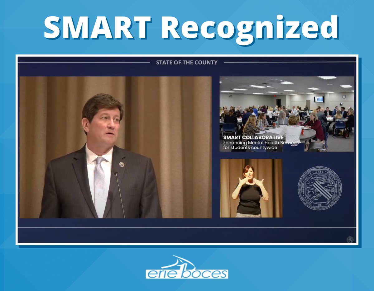 SMART was recently recognized during the State of Erie County Address. Erie 1 BOCES is honored to serve in the role as the backbone organization of SMART. We’re excited to see how this effort will continue to grow. Watch the full address here: youtube.com/watch?v=u_v48B…