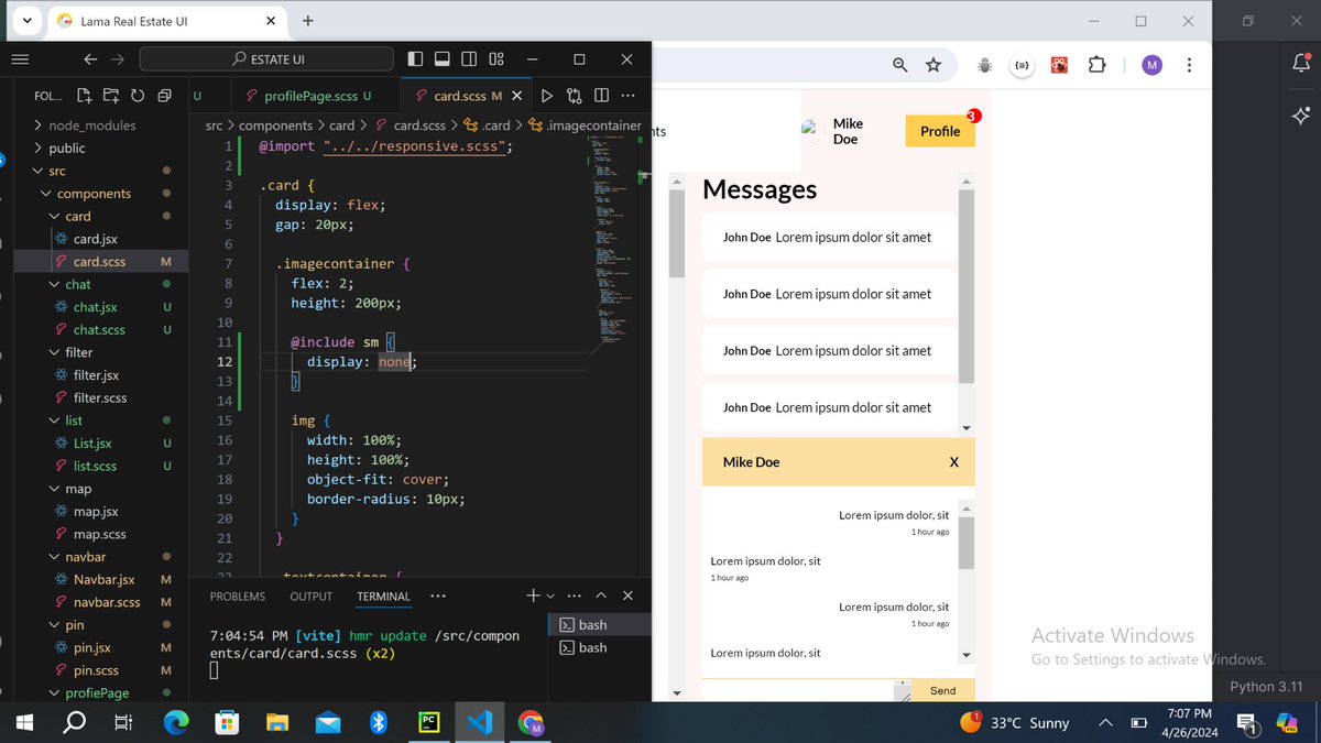 Day 5 of #100DaysOfCode .

My baby steps of learning and building with ReactJs.

Render the chat session of the app using conditional rendering.

Great refresher of CSS properties in this project.

I also looked at Express js.

#technology #codi