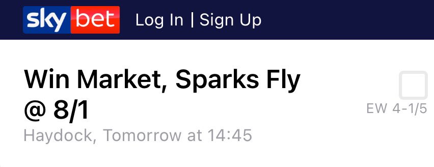 14:45 HAYDOCK - SPARKS FLY 8/1 4plc

NB 🐎