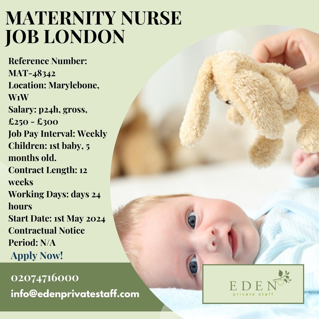 Maternity Nurse Job in Marylebone!

bit.ly/3TxJibZ
#MaternityAgency #maternityleave #maternity #maternitynurse #maternityjobs #midwifejobs