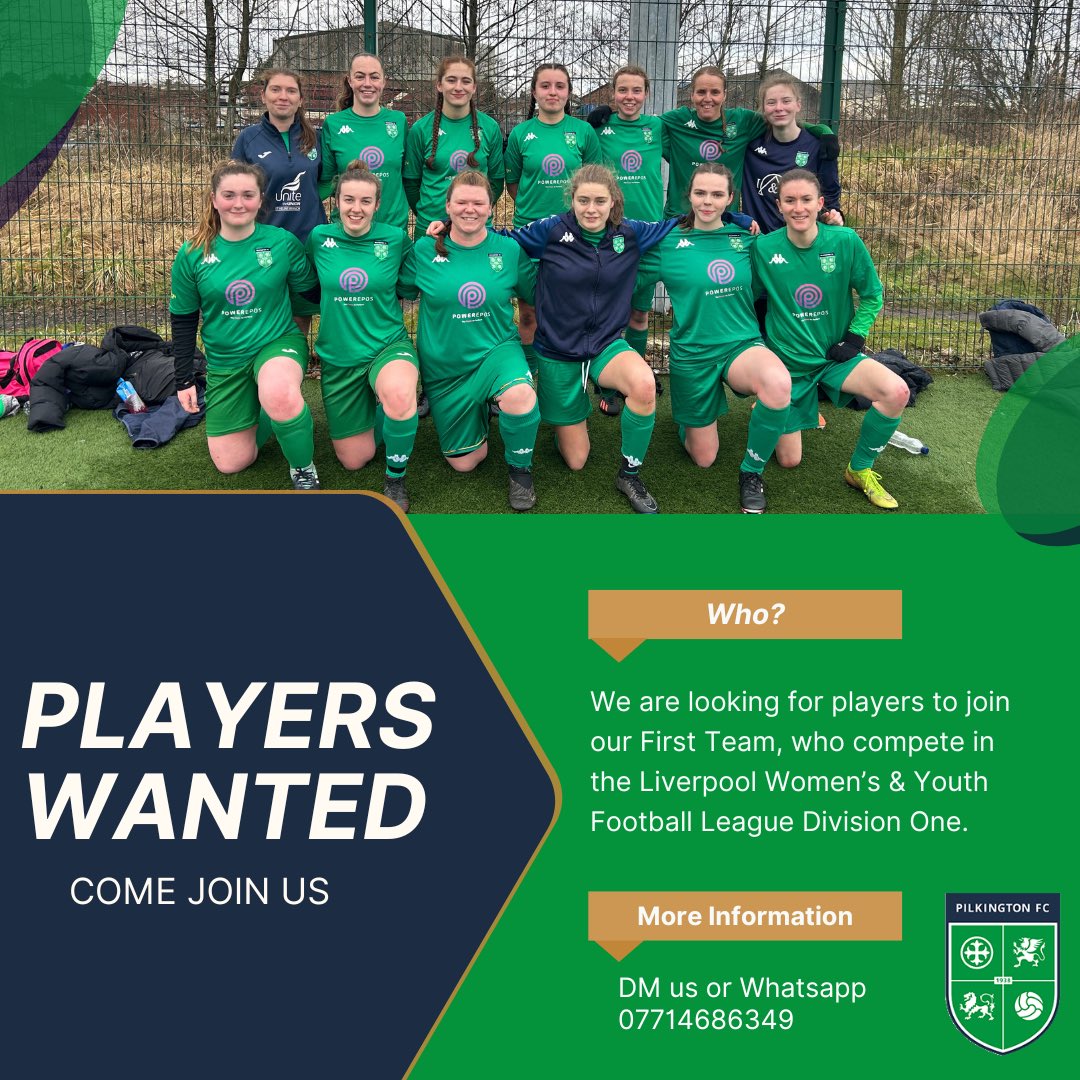 ⚽️We’re looking to expand our first team next season, if youre interested get in contact for more details⚽️ #upthepilks #greenarmy #womensfootball #sthelens #liverpool #pilksfamily