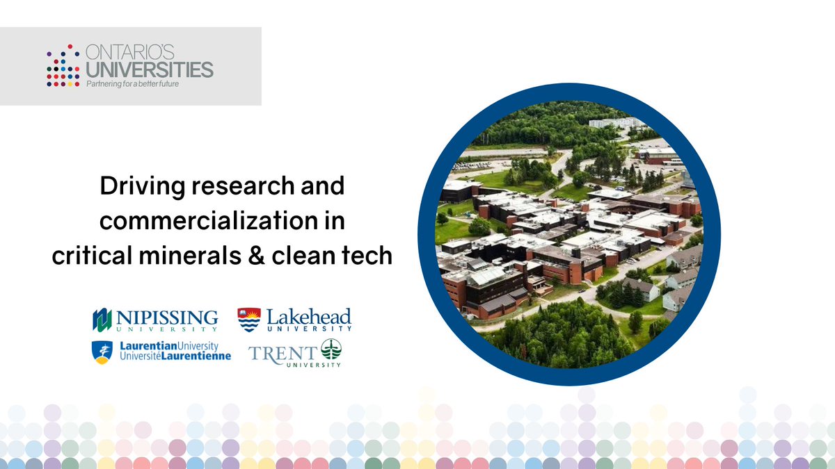 To drive research, commercialization & IP through collaboration, @NipissingU, @mylakehead, @LaurentianU & @TrentUniversity have partnered to establish the Northern and Rural Innovation Cluster. The Cluster aims to fuel the #EV supply chain. Learn more: bit.ly/driving-resear…