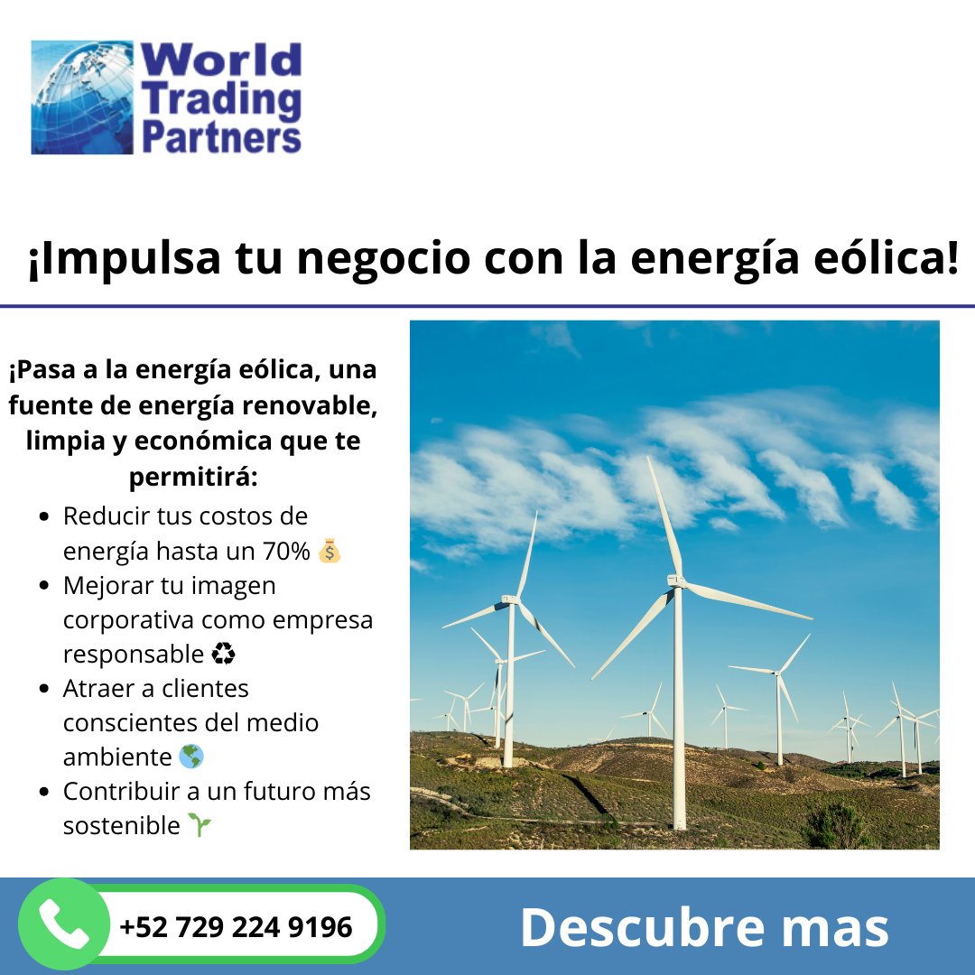 Contacta con nosotros y te asesoraremos sobre cómo implementar la energía eólica en tu negocio de forma eficiente y rentable.

#energíaeólica #energíarenovable #sustentabilidad #negocioverde #ahorro