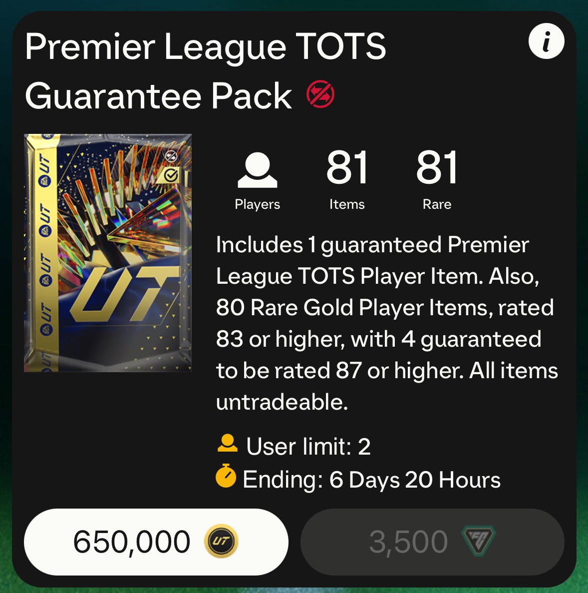 If you’d like to open the Prem TOTS Guarantee pack, just like and comment your platform ✅ Must be following so I can DM 👀