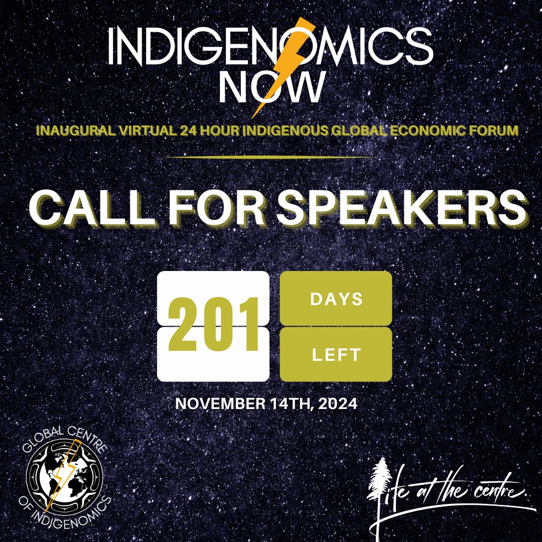 The Global Centre of Indigenomics is seeking Indigenous speakers from across the globe for the inaugural Indigenomics NOW Forum, taking place on November 14th, 2024.

Please complete this form to be considered as a speaker: lnkd.in/gbZYwiFD

#Indigenomics #Indigenous