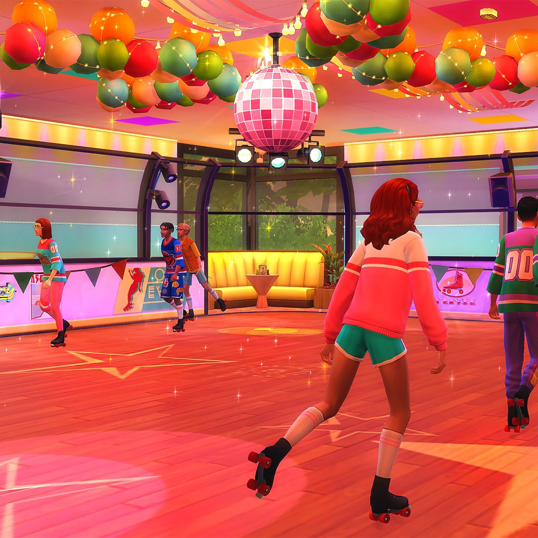 Grab your roller skates, prepare to enjoy some 80’s disco vibes! 🪩🛼 Here is a little sneak peek of my next build! I used the new Party Essentials Kit, I absolutely love the disco ball! 💛 #TheSims4 #ShowUsYourBuilds #PartyEssentialsKit