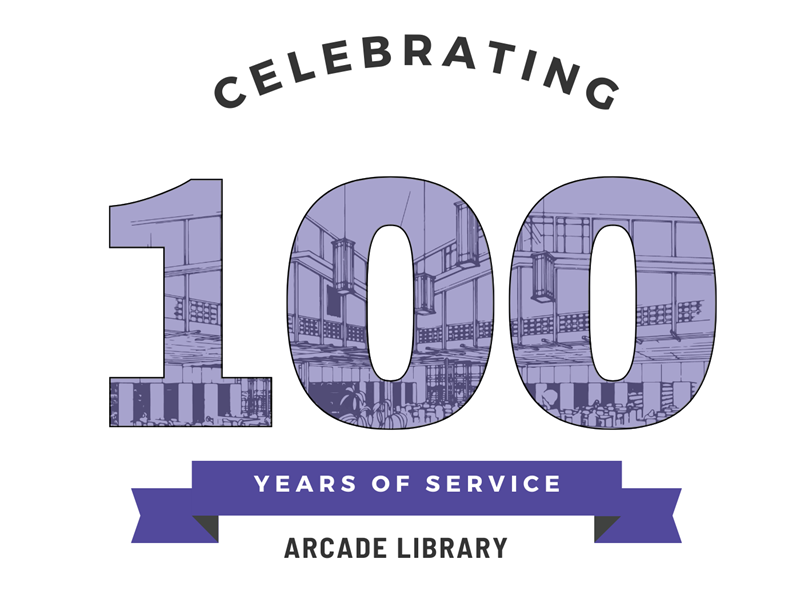 Join us for a community event celebrating the Arcade Library's 100th Anniversary tomorrow April 27 from 12 p.m. - 4:30 p.m. Learn more at bit.ly/4a0r60N