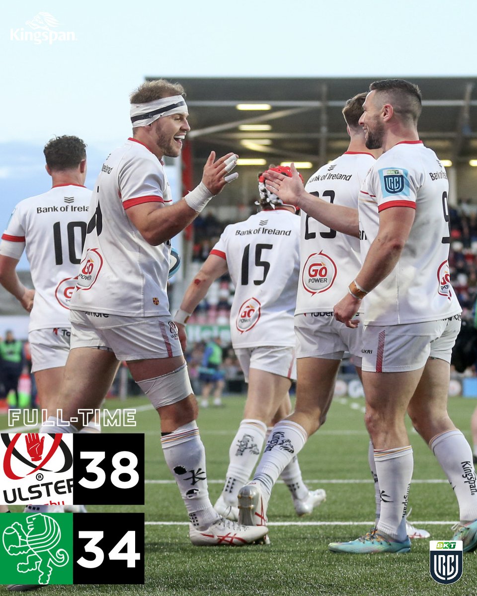 Full-Time: Ulster 38 - 34 Benetton #ULSvBEN #BKTURC #URC #SinBinRugby