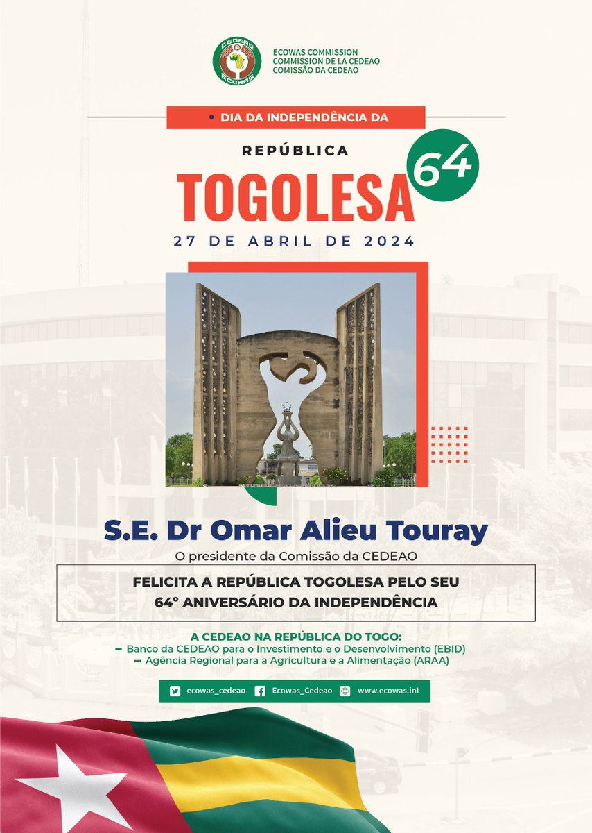 Joyeuse fête de l'indépendance au Peuple de la République du Togo
