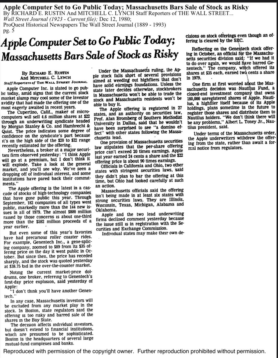 I'm confident we are overreacting to the obviously protective measures our government is taking to keep us safe from a life of despair and hardship. In 1981, Massachusetts prohibited residents, but not corporations, from buying @Apple stock.