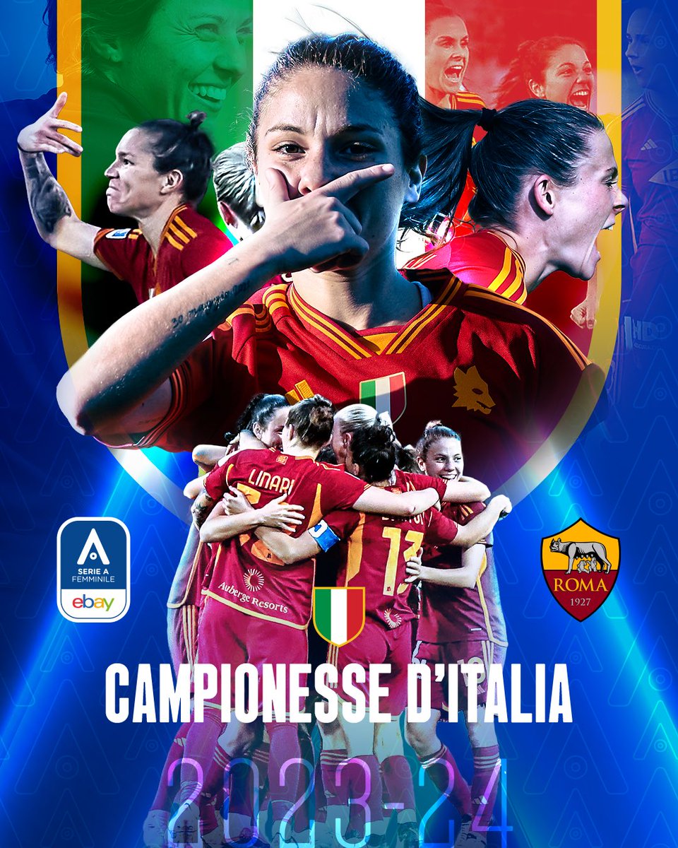 Signore e signori, le Campionesse d’Italia 🏆🇮🇹🏆

@ASRomaFemminile 👏

#SerieAFemminile eBay 🔥