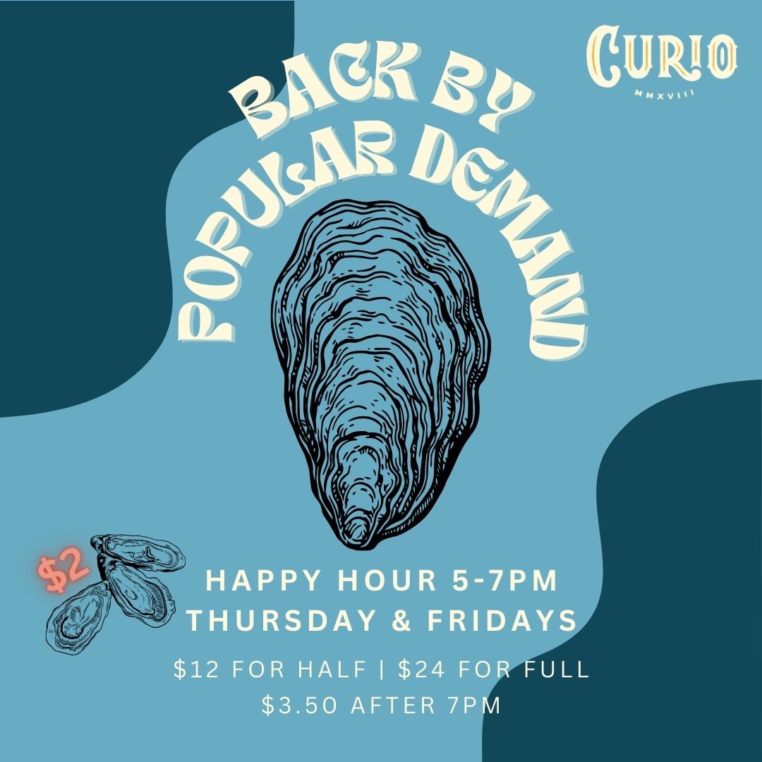 You asked… We delivered. We are so excited to announce that oysters are back at Curio! 🥂 Book your spot with us now: curiobarsf.com