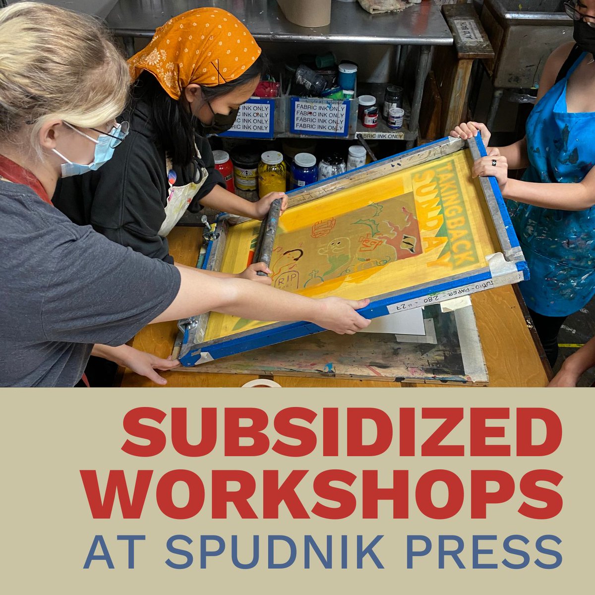 👋 Application period for a Subsidized Workshop at Spudnik Press is extended! Nominate your organization today at buff.ly/3JzLEm2 

We are currently offering two fully-funded workshops to two selected organizations. #printmaking #freeworkshop #chicagononprofit